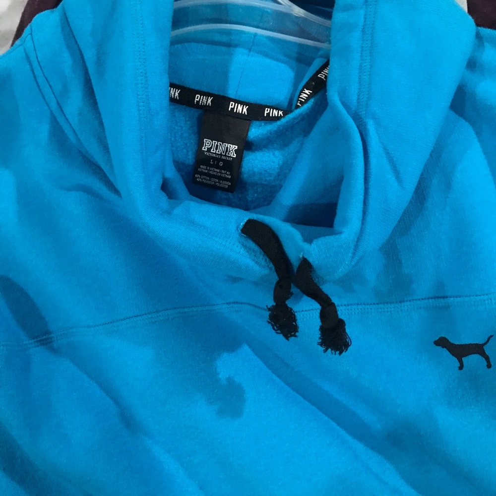 VS PINK Blue Cowl Neck Sweatshirt